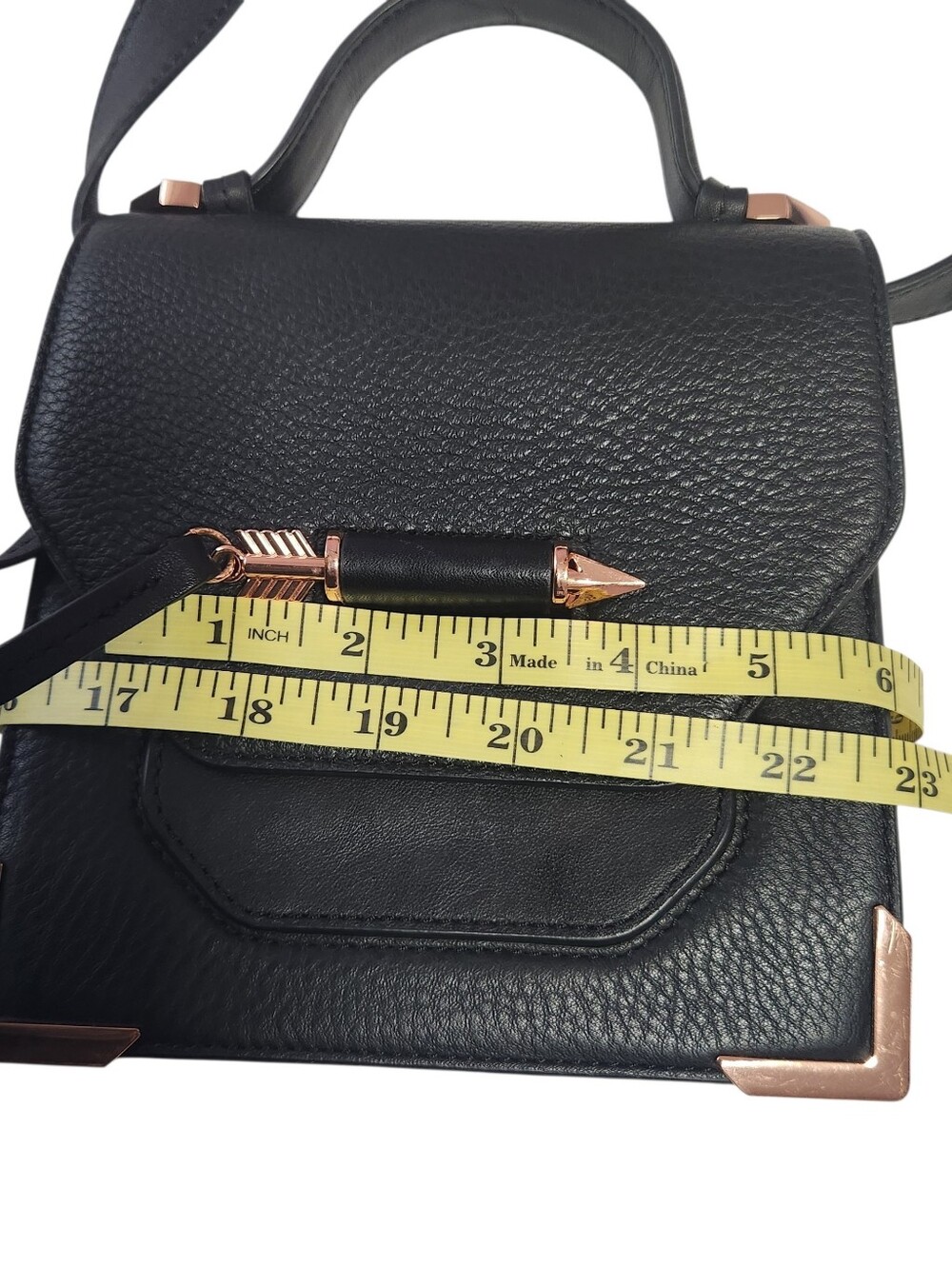 Mackage Top-Handle Crossbody Bag with Rose Gold Hardware - Picture 9 of 10